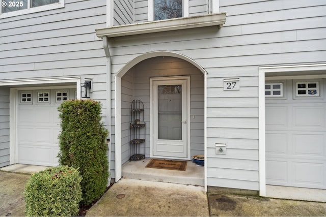 entrance to property with a garage