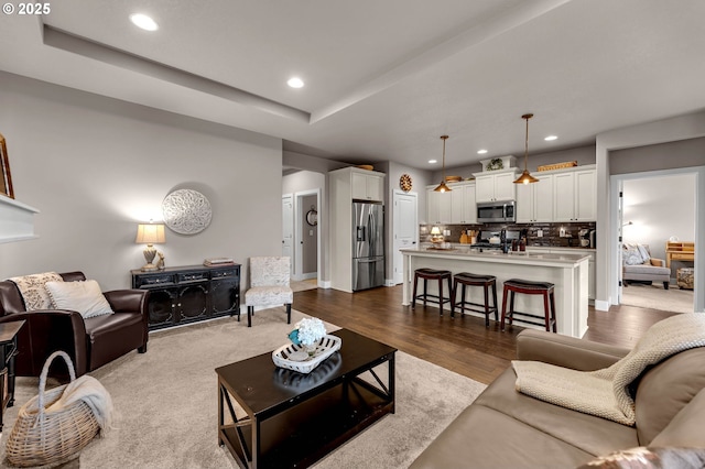 13610 NE 109th Way, Vancouver, WA 98682 - living area with recessed lighting, dark wood-style floors, and baseboards