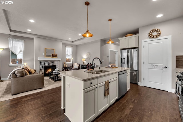 13610 NE 109th Way, Vancouver, WA 98682 - kitchen with a sink, stainless steel appliances, recessed lighting, open floor plan, and dark wood finished floors
