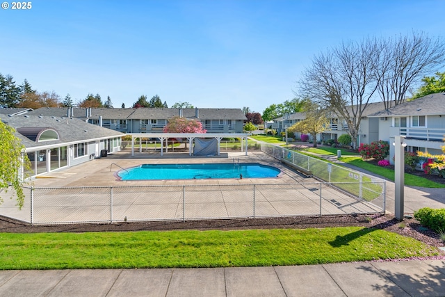 650 Harlow Rd Unit 240, Springfield, OR 97477 - view of swimming pool with a patio area, fence, a residential view, and a fenced in pool