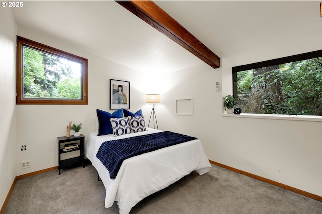450 Horizon Rd, Eugene, OR 97405 - bedroom featuring carpet floors and beamed ceiling
