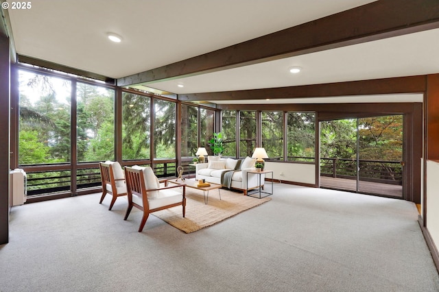450 Horizon Rd, Eugene, OR 97405 - sunroom / solarium featuring carpet floors, recessed lighting, and beamed ceiling