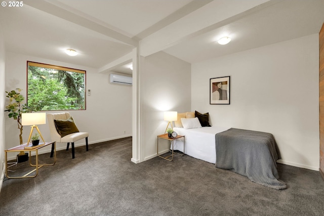 450 Horizon Rd, Eugene, OR 97405 - bedroom with a wall unit AC, carpet floors, and beam ceiling