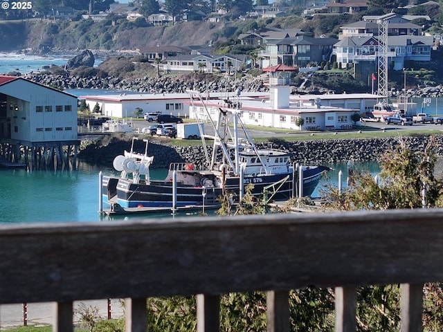 dock area featuring a water view