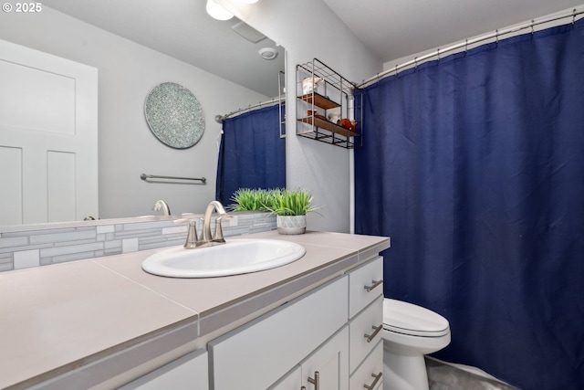 1327 19th Ave, Forest Grove, OR 97116 - full bath with vanity, decorative backsplash, and a shower with curtain