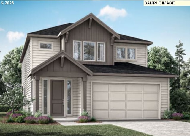 8909 S 3rd St Unit 30, Ridgefield, WA 98642 - view of front of property with driveway, an attached garage, and board and batten siding