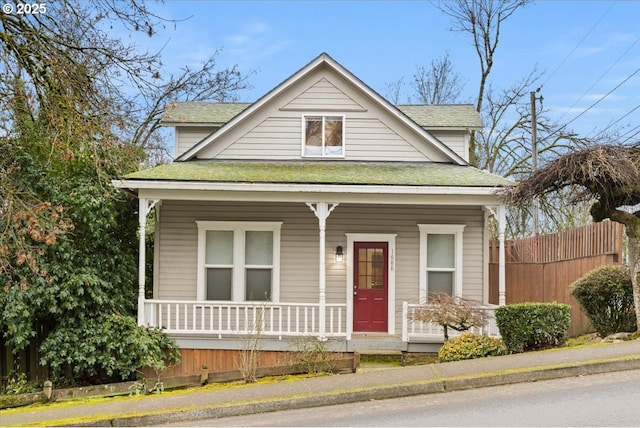 view of front of home featuring covered porch