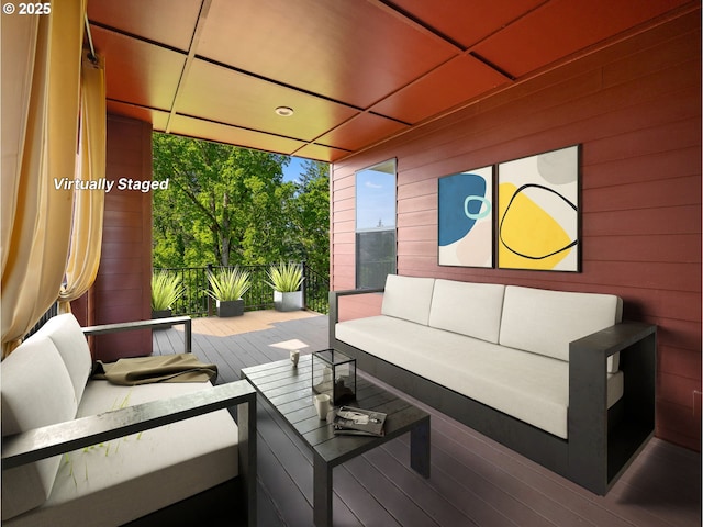 deck featuring an outdoor living space