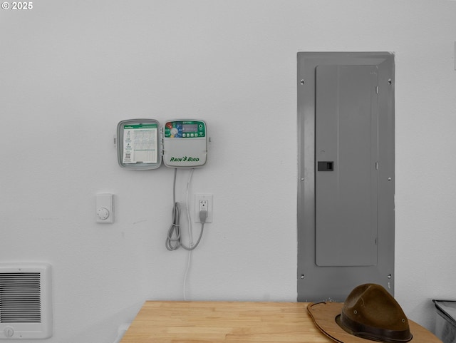 detailed view of electric panel and heating unit