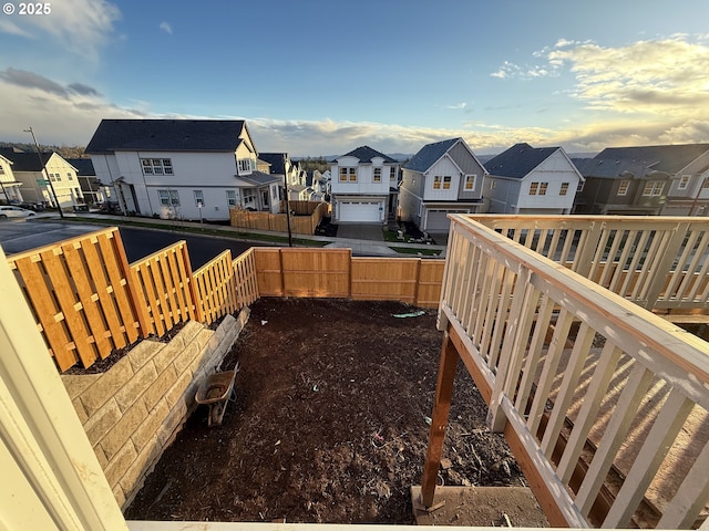 view of yard with a residential view and a fenced backyard