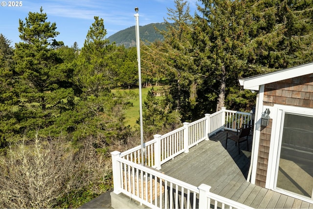 deck with a mountain view