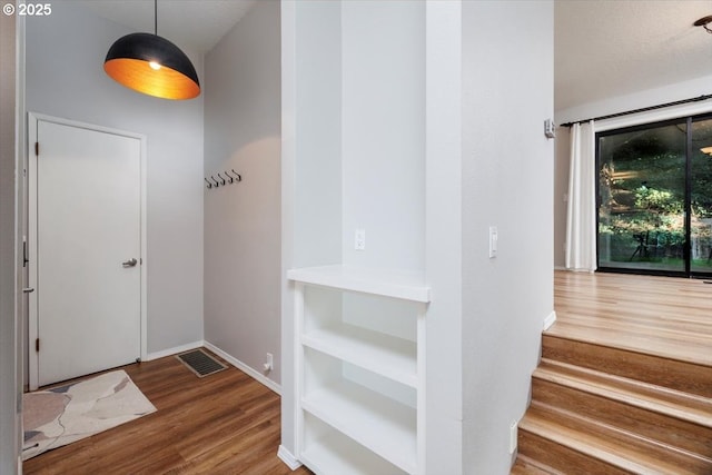 foyer with wood-type flooring