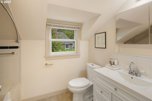 54 W 31st Ave, Eugene, OR 97405 - full bathroom featuring vanity, shower / bathtub combination, decorative backsplash, and tile patterned floors