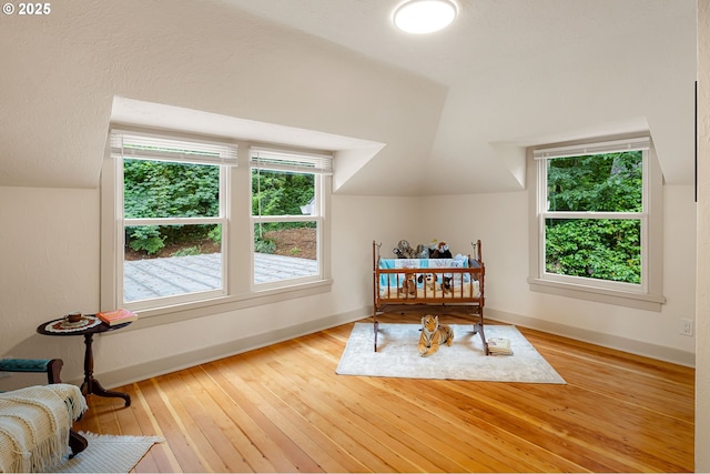 54 W 31st Ave, Eugene, OR 97405 - living area featuring wood-type flooring and lofted ceiling