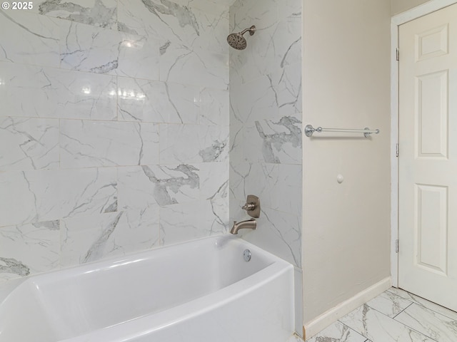 11421 SE Pardee St, Portland, OR 97266 - full bath with baseboards, marble look tiles, and bathtub / shower combination