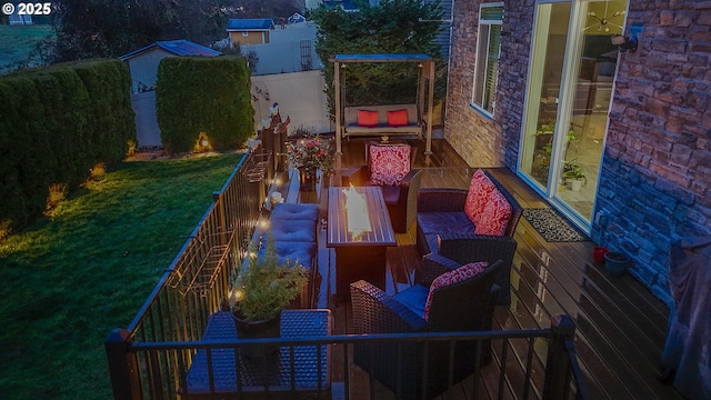 balcony with a fire pit