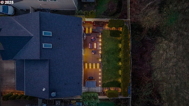 view of aerial view at night