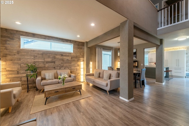 living room with wood-type flooring