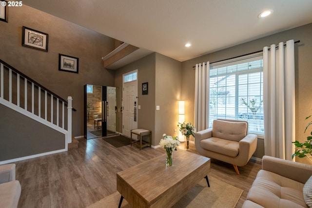 living room featuring light hardwood / wood-style flooring