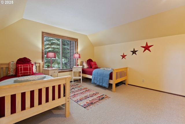 14023 Hawks Beard Unit Gm164, Black Butte Ranch, OR 97759 - bedroom with lofted ceiling, carpet flooring, and baseboards