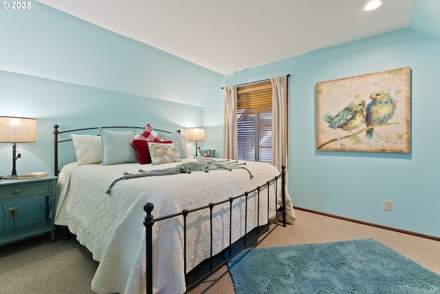 14023 Hawks Beard Unit Gm164, Black Butte Ranch, OR 97759 - carpeted bedroom with baseboards, vaulted ceiling, and recessed lighting