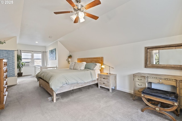 1710 SE 42nd Ave, Portland, OR 97215 - carpeted bedroom featuring lofted ceiling, cooling unit, baseboards, and ceiling fan