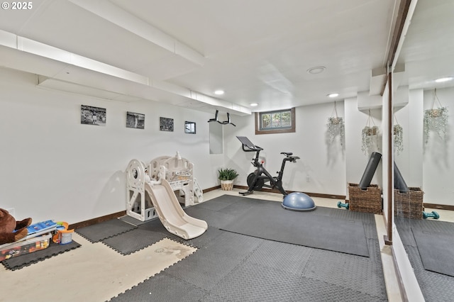 1710 SE 42nd Ave, Portland, OR 97215 - workout area featuring baseboards and recessed lighting