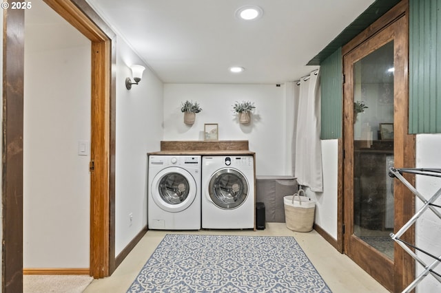 1710 SE 42nd Ave, Portland, OR 97215 - laundry area with washing machine and dryer, recessed lighting, and baseboards