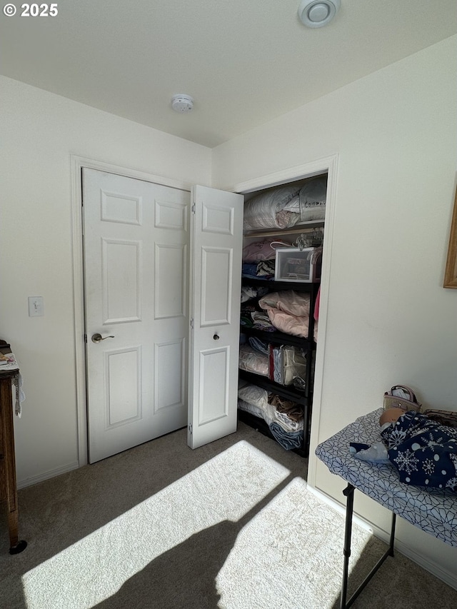 carpeted bedroom featuring a closet