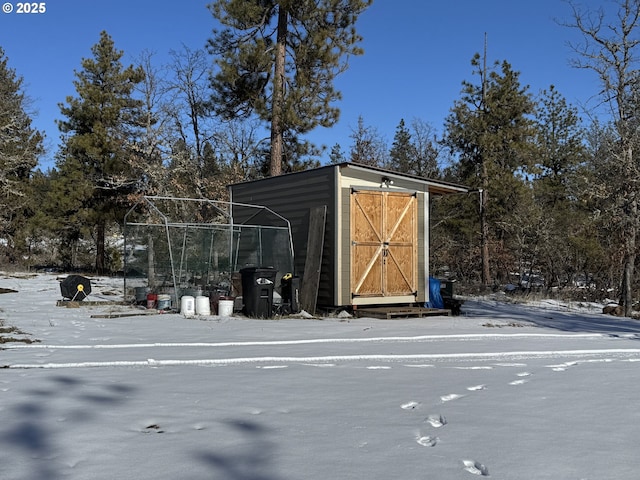 view of snow covered structure