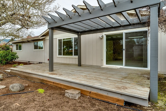 wooden terrace featuring a pergola