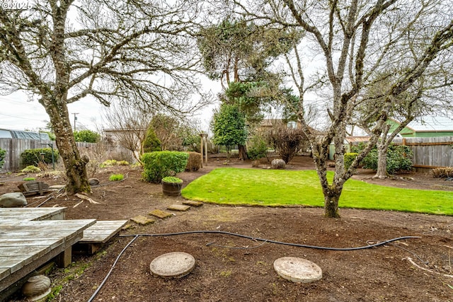 view of yard featuring a fenced backyard