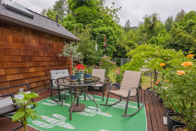 12785 Sutherland Rd, Swisshome, OR 97480 - deck featuring outdoor dining space