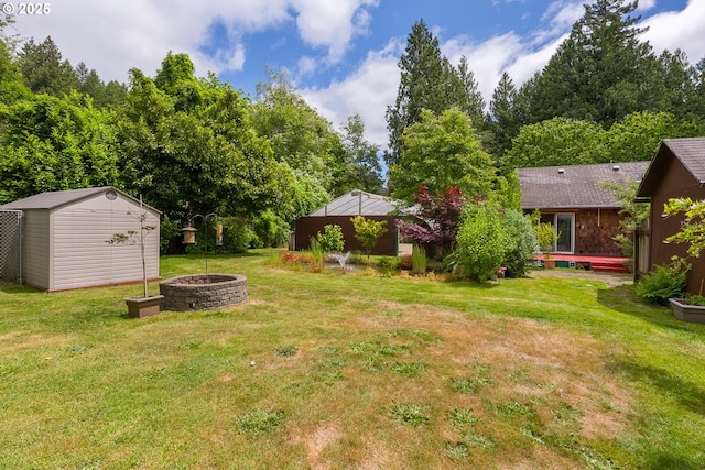 12785 Sutherland Rd, Swisshome, OR 97480 - view of green lawn featuring a fire pit