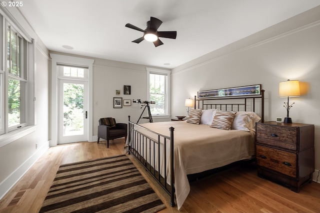 12624 SW 22nd Ave, Lake Oswego, OR 97034 - bedroom with access to exterior, light wood finished floors, and a ceiling fan