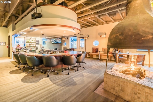 indoor dry bar with carpet