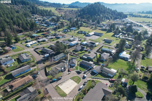 aerial view with a mountain view