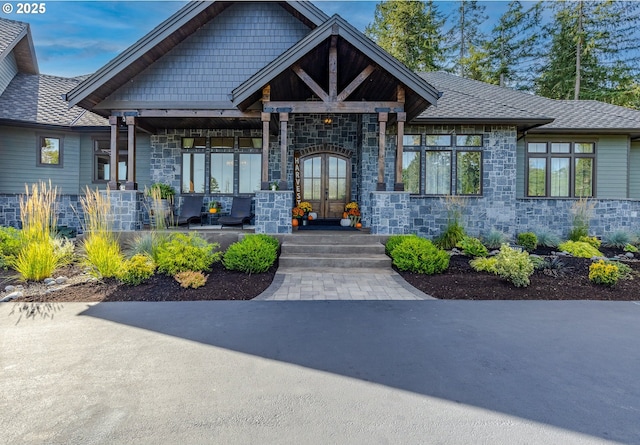 exterior space featuring french doors