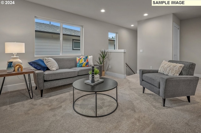 16755 SE Shimmering Leaf St, Happy Valley, OR 97086 - living room with carpet floors, recessed lighting, and baseboards