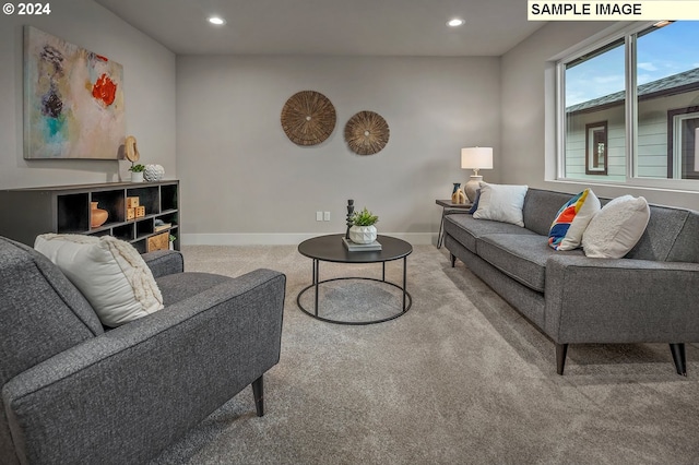 16755 SE Shimmering Leaf St, Happy Valley, OR 97086 - carpeted living room featuring baseboards and recessed lighting