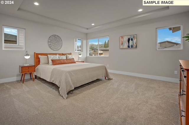 16755 SE Shimmering Leaf St, Happy Valley, OR 97086 - bedroom featuring recessed lighting, a tray ceiling, and baseboards