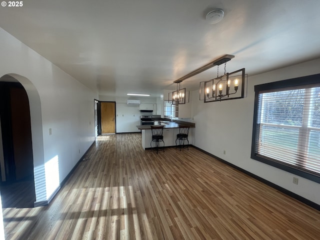 unfurnished living room with dark hardwood / wood-style flooring