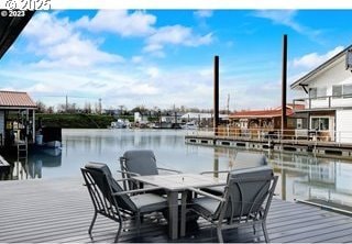 view of dock featuring a water view