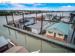 dock area with a water view