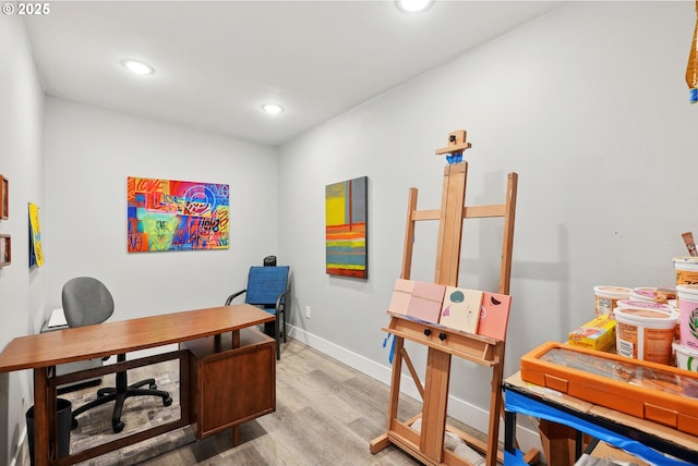 home office featuring wood-type flooring