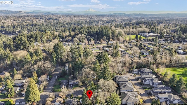 bird's eye view with a mountain view