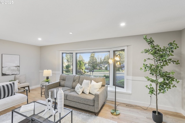 living room featuring light hardwood / wood-style flooring