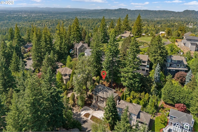 14 Juarez St, Lake Oswego, OR 97035 - aerial overview of property's location with a forest and nearby suburban area