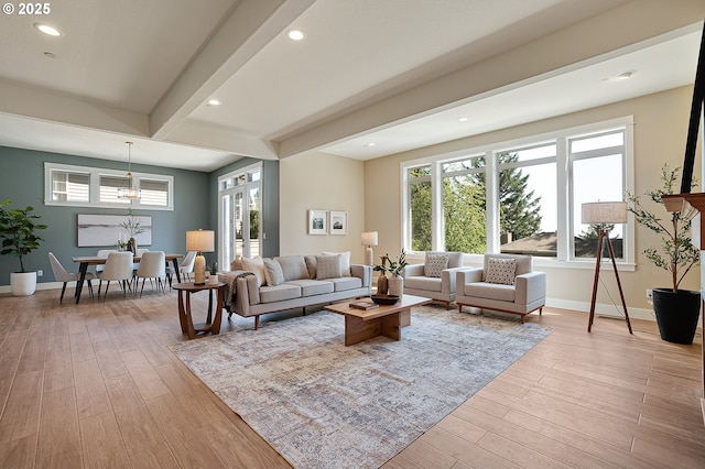 14 Juarez St, Lake Oswego, OR 97035 - living room with hardwood / wood-style flooring, baseboards, and recessed lighting