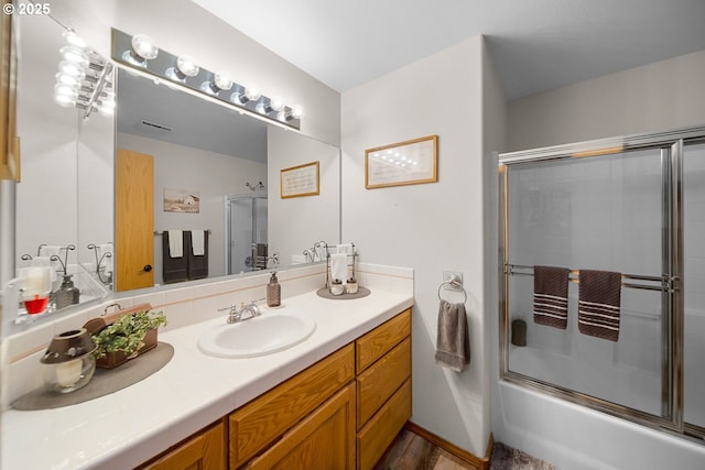 33817 Gage Rd, Mitchell, OR 97750 - full bathroom featuring vanity and combined bath / shower with glass door